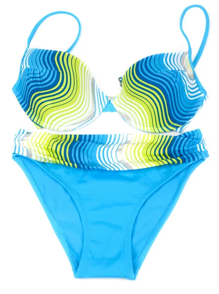 Blauer Badeanzug mit gelbem Streifen — Stockfoto