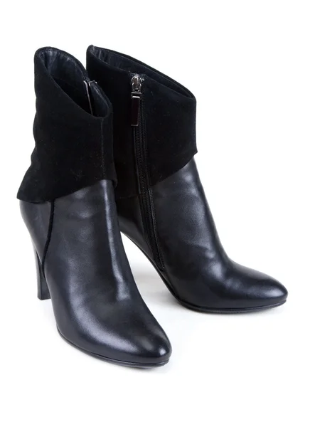 Botas de couro feminino preto — Fotografia de Stock