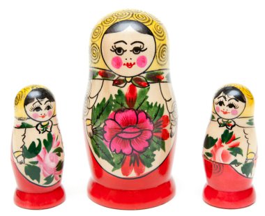 Three sets of nesting dolls stand clipart