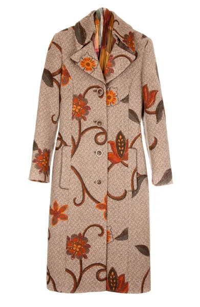 Feminine brown winter coat — Stock Photo, Image