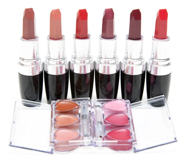 Lipstick stands in row — Stock Photo, Image