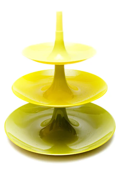 Vaso verde in plastica a tre piani — Foto Stock