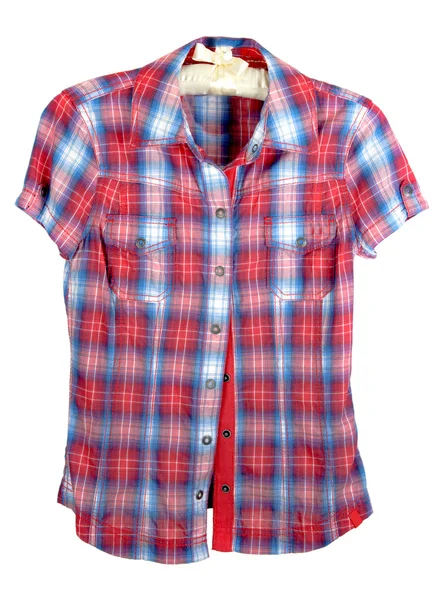 Camisa xadrez com faixa vermelha e azul — Fotografia de Stock