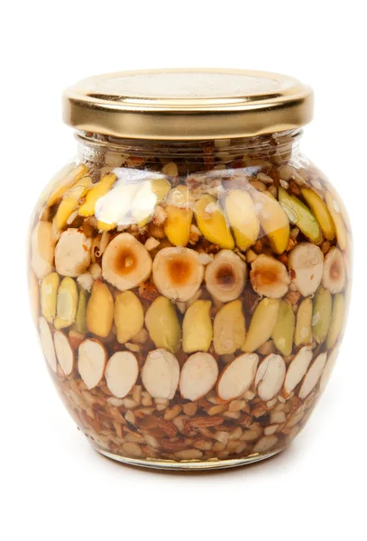 Ořechy konzervované v bance skla — Stock fotografie