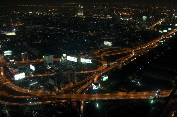 Night bangkok speedway with heights 70 floors