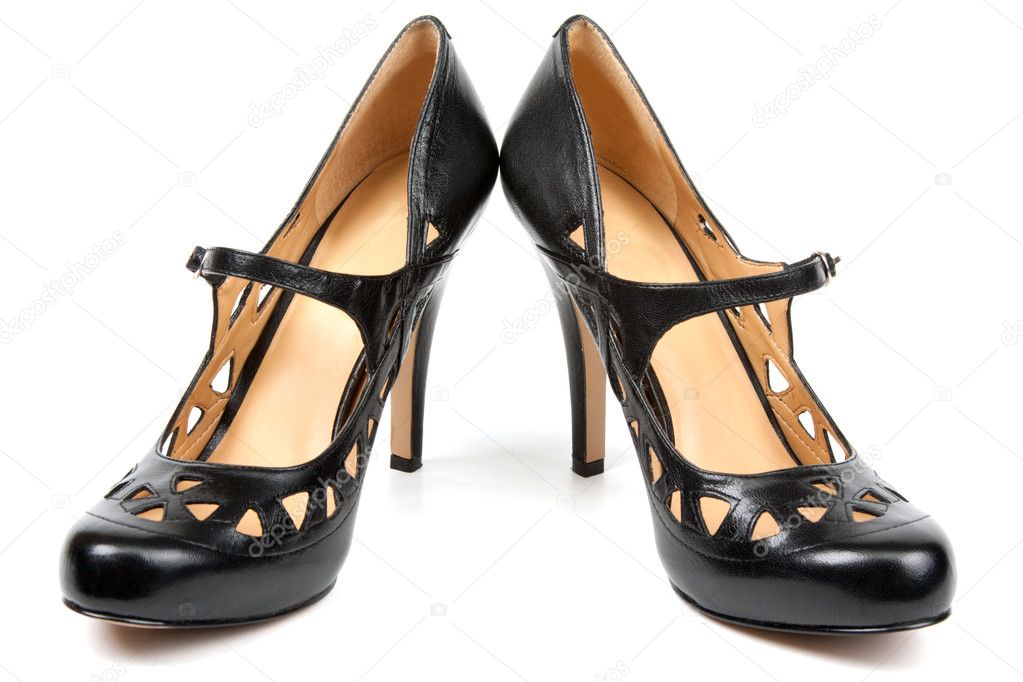 Black feminine loafers on high heel