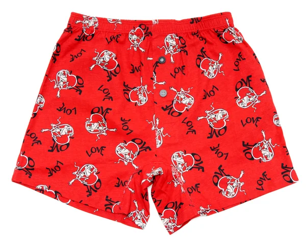 Red male undershorts with inscription love — Stock Photo, Image