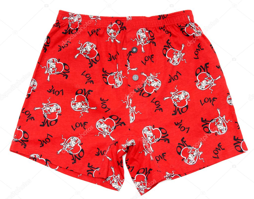 Red male undershorts with inscription love
