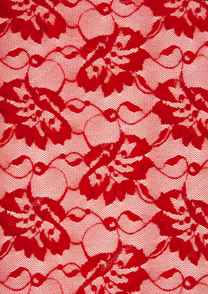 Decorative Red Lace On Insulated White Background Stock Photo, Red