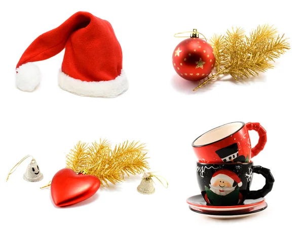 Collage Hut Weihnachtsmann Verschönerung — Stockfoto