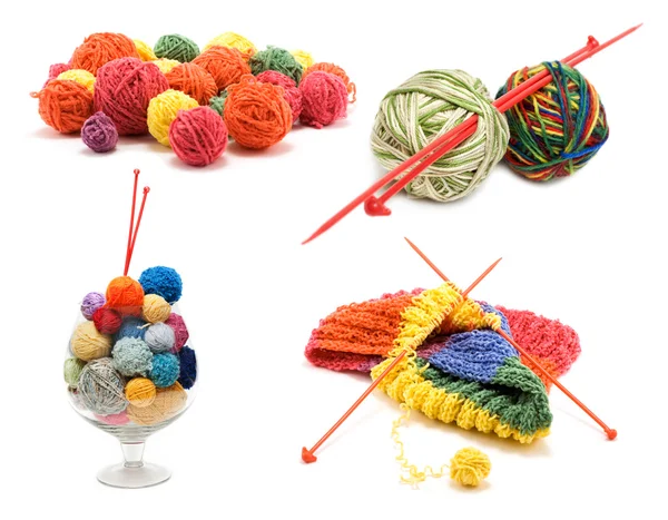 Сollage varicoloured ball for knitting — Stock Photo, Image