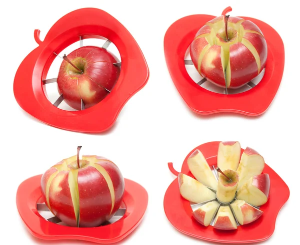 Červené jablko a nůž — Stock fotografie
