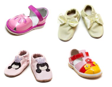 Collage from baby sandals clipart