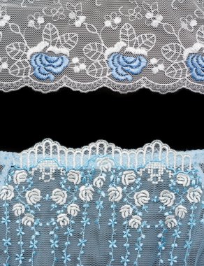 Collage lace with blue pattern in the manner of flower clipart