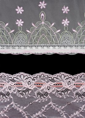 Collage lace with pattern on black background clipart