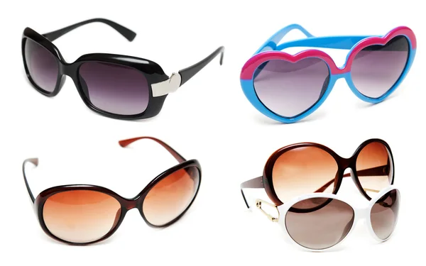 Collage occhiali da sole su sfondo bianco — Foto Stock