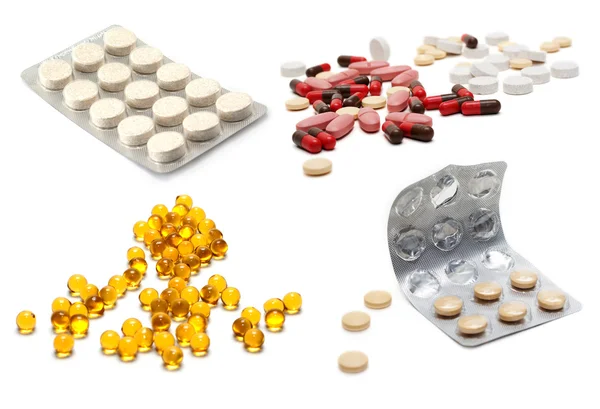 ? ollage van tabletten en capsules — Stockfoto