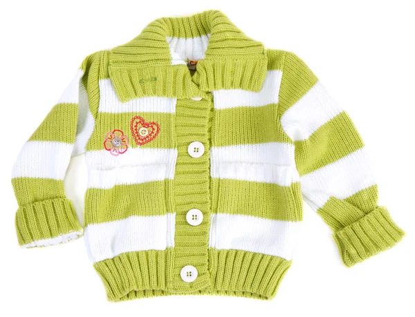 赤ちゃんのセーターの緑のストリップとストライプ — ストック写真
