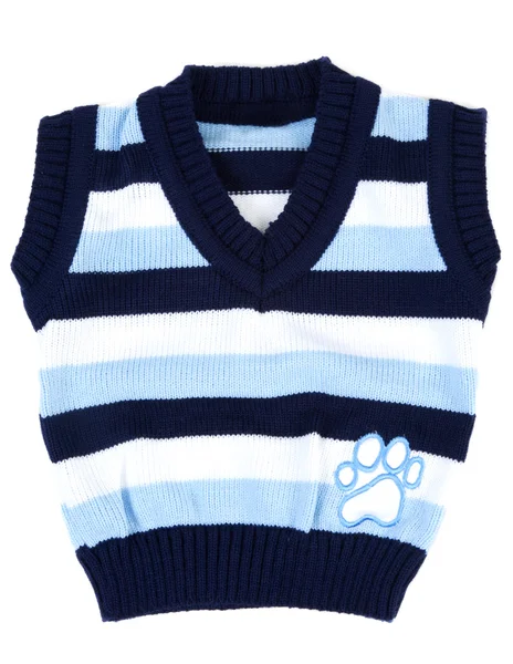 Дитячий светр в смужку з синьою смугою — стокове фото
