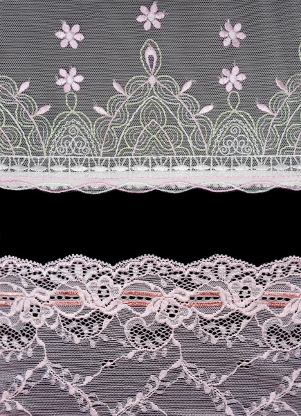 Collage lace with pattern on black background — Stock Photo, Image