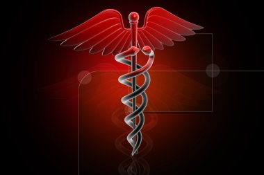 MEDICAL CADUCEUS SIGN in red clipart