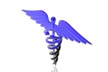 MEDICAL CADUCEUS SIGN in blue clipart