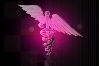 MEDICAL CADUCEUS SIGN in magenta clipart