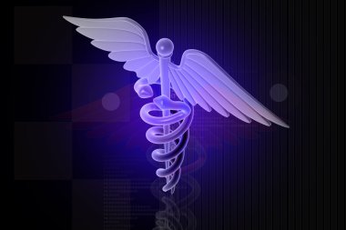 MEDICAL CADUCEUS SIGN in blue clipart