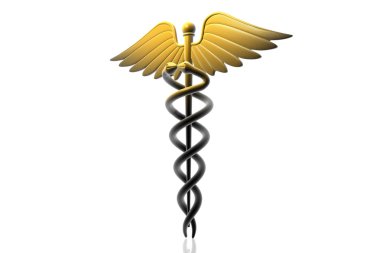 MEDICAL CADUCEUS SIGN in yellow, clipart