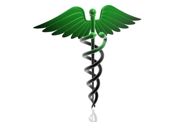 Lékařské caduceus znamení v zelené — Stock fotografie