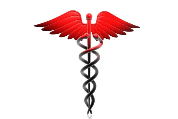 Lékařské caduceus znamení v červené barvě — Stock fotografie