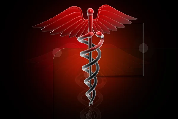 Lékařské caduceus znamení v červené barvě Stock Obrázky