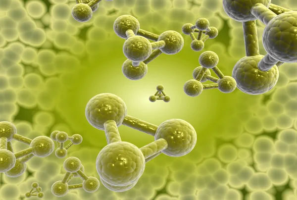 Moleculair model in geel — Stockfoto