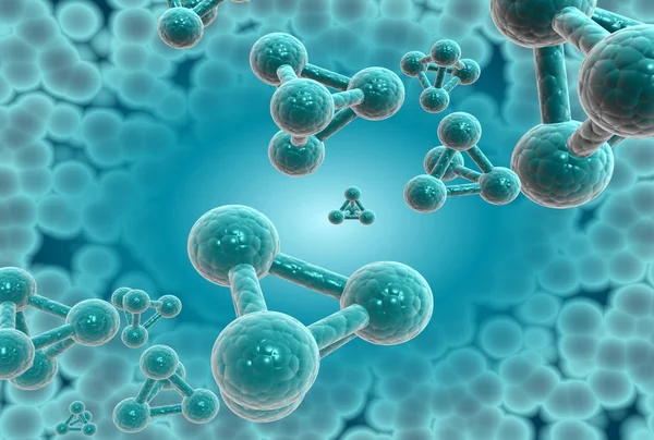 파란색에서 분자 모델 스톡 사진