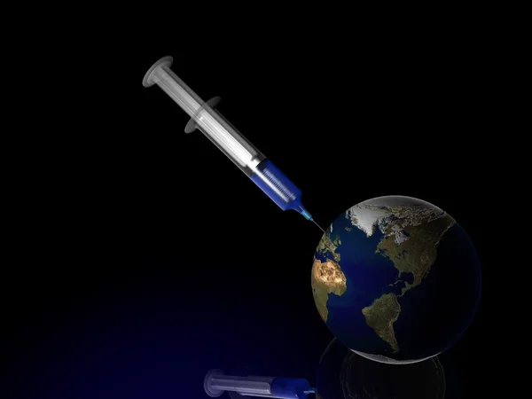 Injectie naald met aarde — Stockfoto