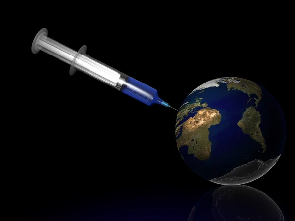 Injectie naald met aarde — Stockfoto