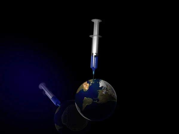 Injektion nål med jorden — Stockfoto