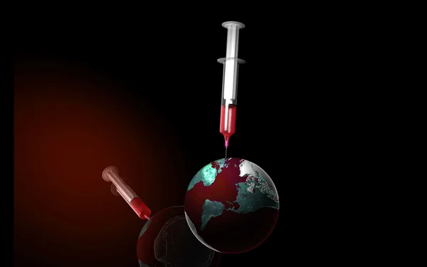 Injection needle with earth — Stock Photo, Image
