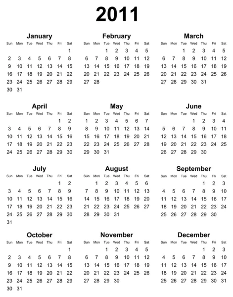 Jednoduché Upravit kalendář pro rok 2011 ilustrace — Stock fotografie