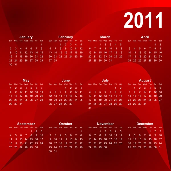 Ημερολόγιο για το έτος 2011 εικονογράφηση σε κόκκινο αφηρημένο φόντο — Φωτογραφία Αρχείου