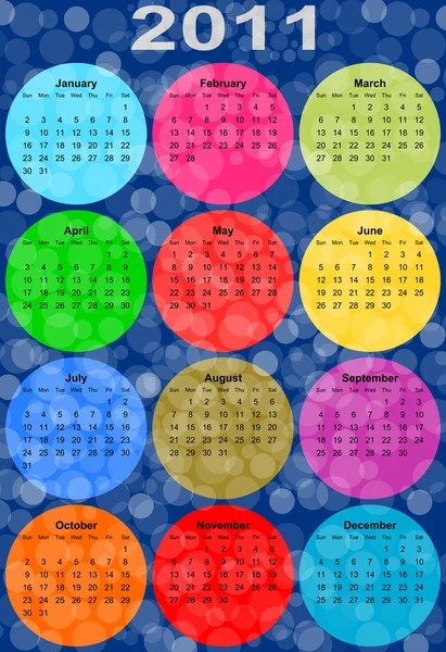2011 ilustração engraçada colorido calendário — Fotografia de Stock
