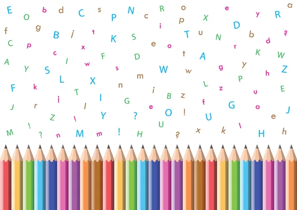 Bleistifte und Buchstaben — Stockvektor