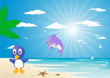 Fun on beach clipart