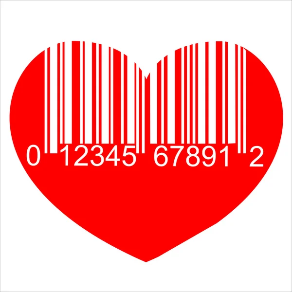 stock vector Barcode red heart