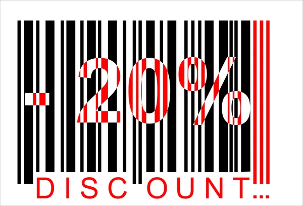 20 percent discount, bar code — Wektor stockowy