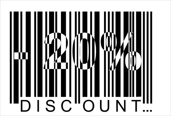 -20 percent discount, bar code — Wektor stockowy