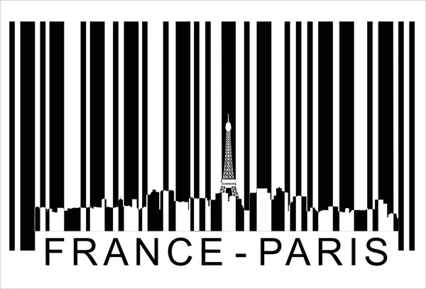 Francia Paris código de barras — Vector de stock