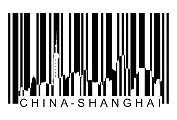 Čína Šanghaj čárový kód — Stockový vektor