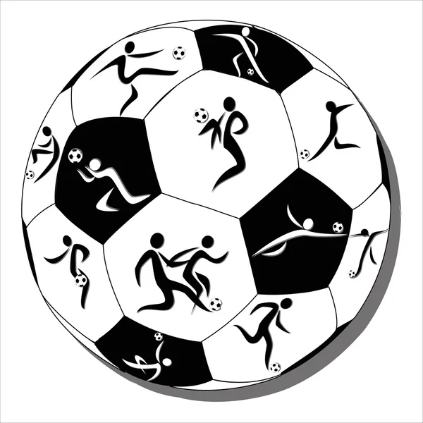 Silueta pelota de fútbol negro — Vector de stock