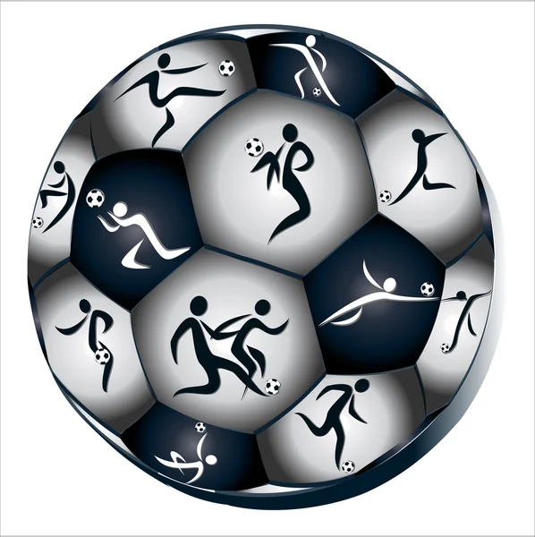 Silhouette Fußball blauer Ball — Stockvektor